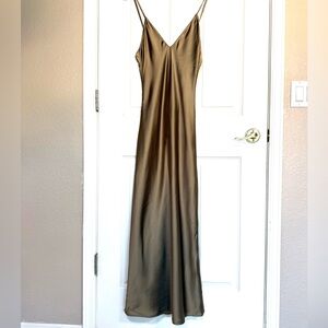 Zara Elegant Satin Champagne Slip Midi/Maxi Dress Size S Evening Wedding NWT
